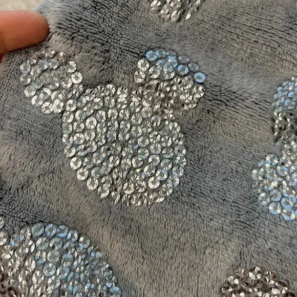 Disney Silver Sequin Mickey Jogger Sleep Pants Medium - Picture 6 of 12